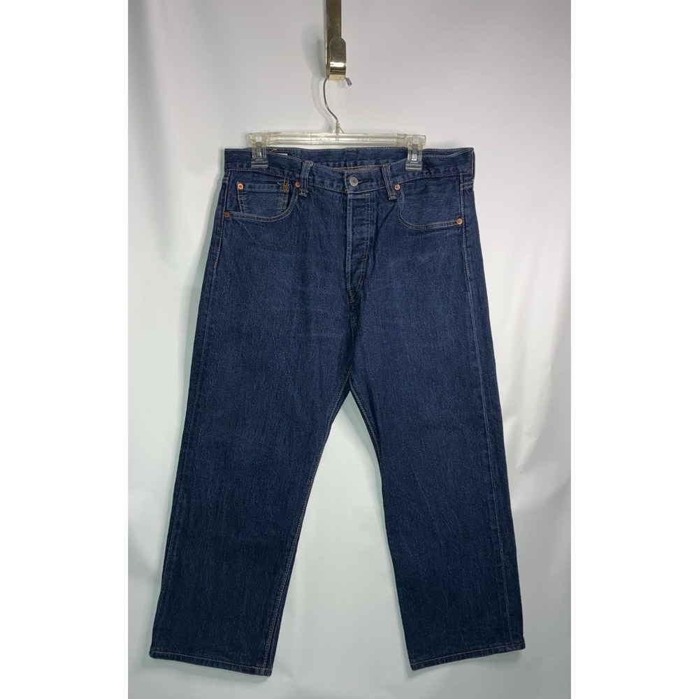 Levis Jeans Mens 34x30 Blue 501 Premium Retro Button Fly Indigo Denim Grunge